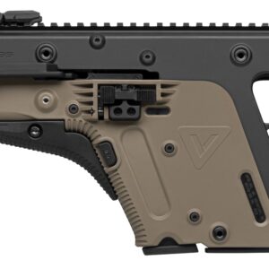 KRISS Vector firearm, side view, black and tan finish.