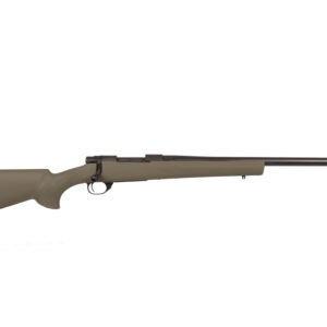 Bolt-action rifle with tan stock