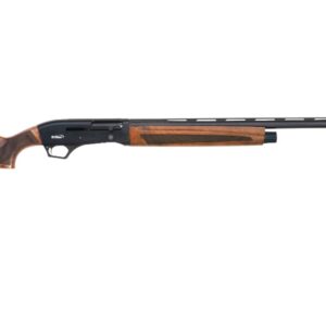 Side view of a wooden shotgun