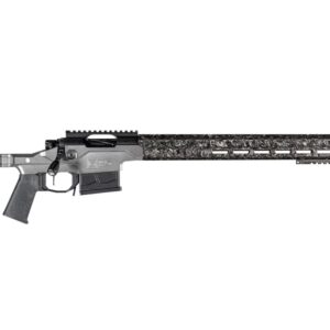 Custom precision rifle with detailed stock design.