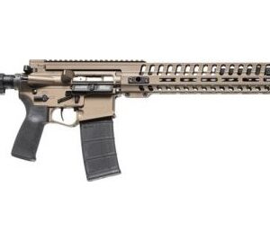 Tan semi-automatic rifle on white background