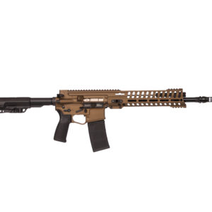 Modern tactical rifle on white background