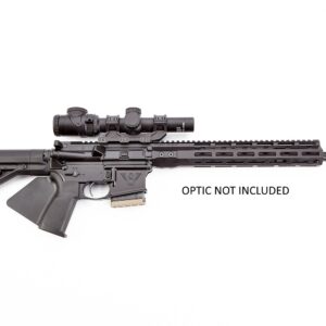 Black rifle with scope, optic not included.