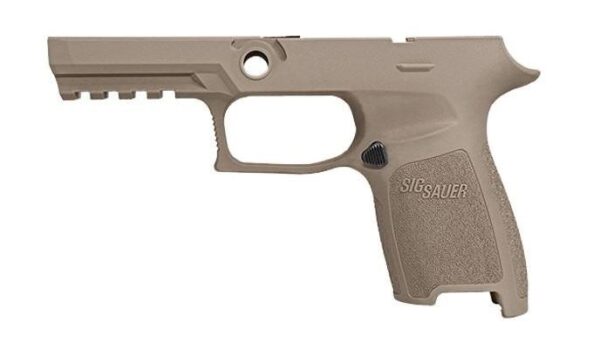 Tan pistol grip frame, Sig Sauer model.