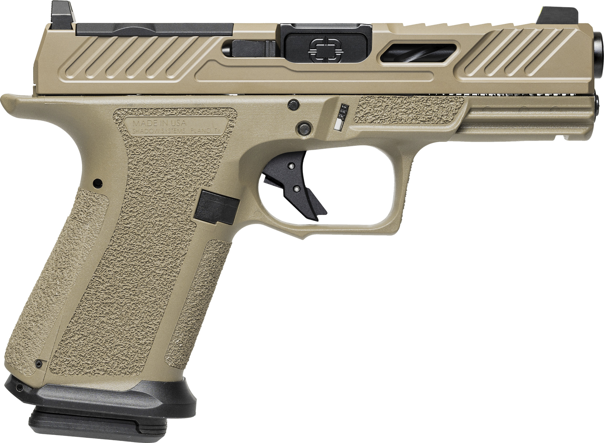 Tan semi-automatic pistol side view