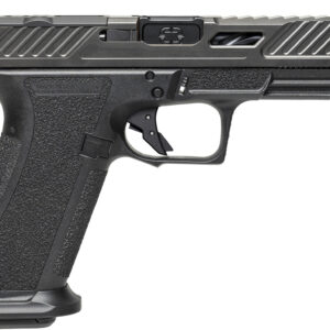 Side view of a semi-automatic handgun.