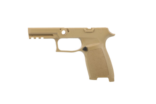 Tan pistol grip frame on white background.