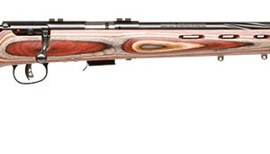 Colorful wooden rifle stock with unique pattern design.