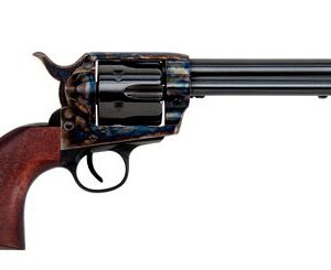 Vintage revolver with wooden grip and blue finish