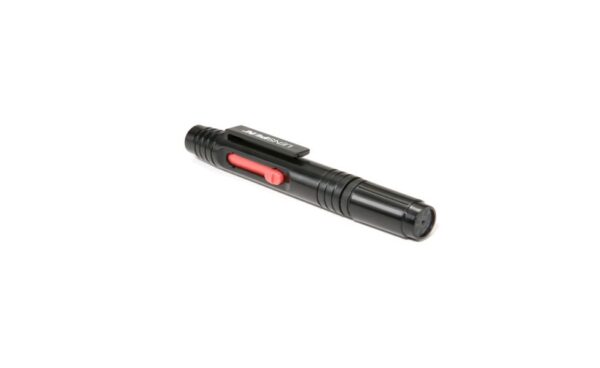 Black LED flashlight with red button