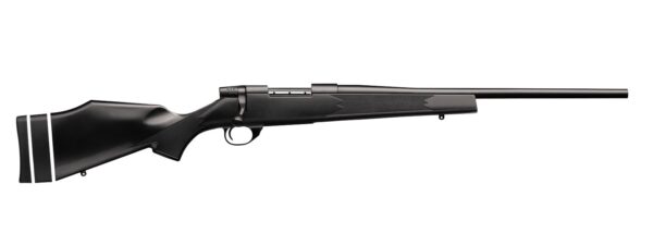 Black hunting rifle on white background
