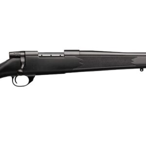 Black hunting rifle isolated on white background.