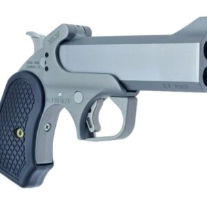 Silver two-barrel pistol with grip.