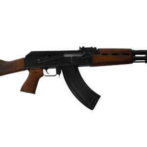 AK-47 assault rifle design with wood accents