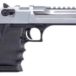 Magnum Research DE50L5BC Desert Eagle L5 50 AE 5" with Muzzle Brake 7+1 Black Hardcoat Anodized Aluminum Frame Brushed Chrome Carbon Steel Slide Black Hogue Wraparound Rubber Grip
