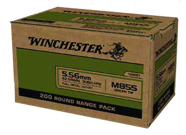 Winchester Ammo WM855200 USA M855 Green Tip 5.56x45mmNATO 62gr Full Metal Jacket 200 Per Box/4 Case