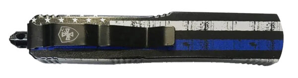 Templar Knife MBTB331 Back The Blue Gen II Slim 3.50" OTF Tanto Plain Black 440C SS Blade Blue/White/Black Zinc Aluminum Alloy Handle Features Glass Breaker/Pocket Clip