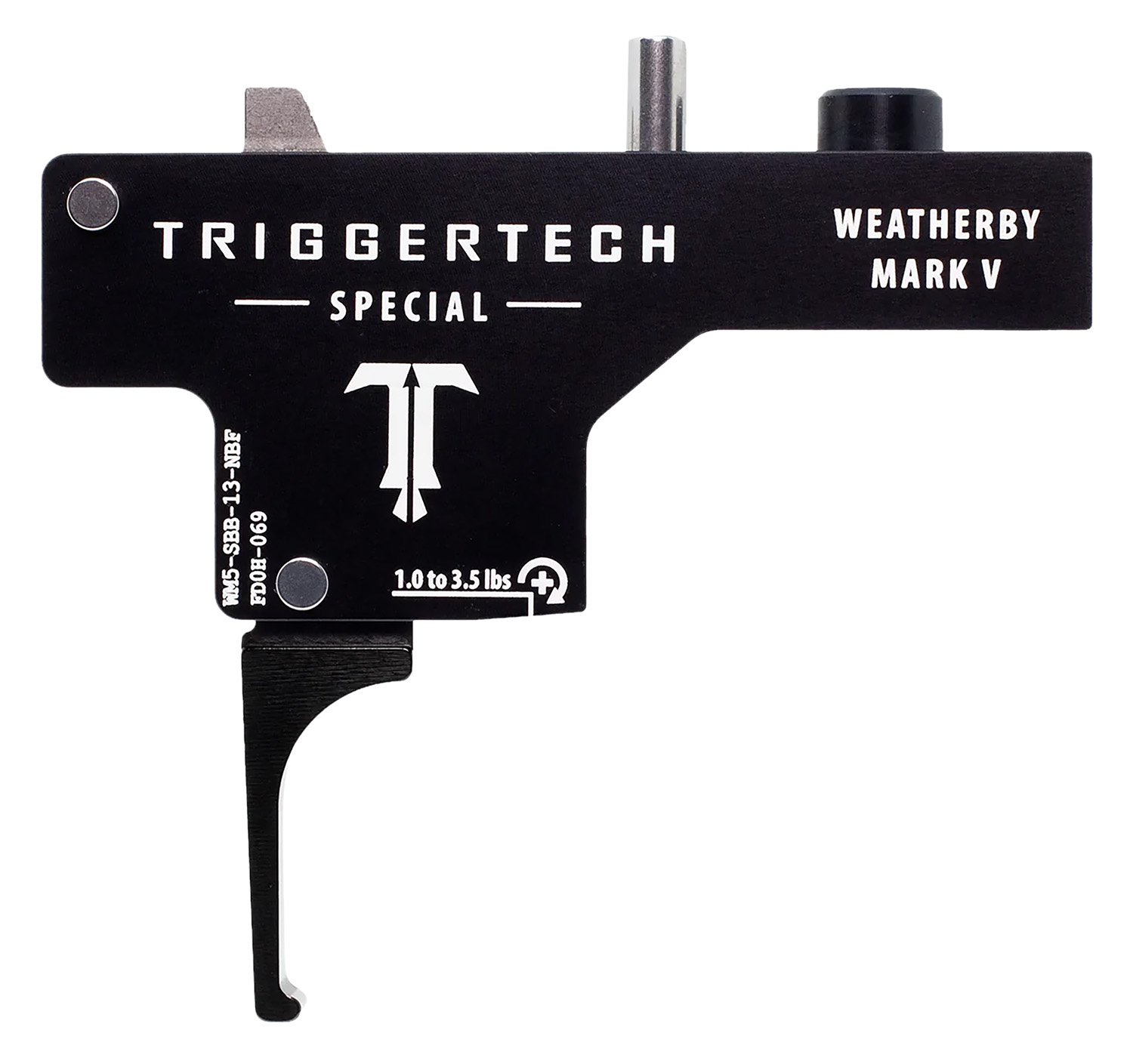TriggerTech WM5SBB13NBF Special  Single-Stage Flat Trigger with 1-3.50 lbs Draw Weight & Black PVD Finish for Weatherby Mark V