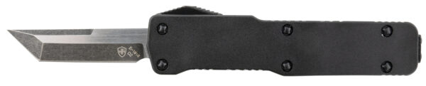 Templar Knife CABR221 Premium Lightweight Micro 1.85" OTF Tanto Plain Black Oxide Stonewashed Powdered D2 Steel Blade/3.50" Black Rubber/Aluminum Handle Features California Legal