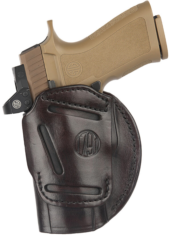 1791 Gunleather 4WH6SBRR 4-Way  IWB/OWB Size 06 Signature Brown Leather Belt Clip Compatible w/ Glock 21/Sig P225 Ambidextrous