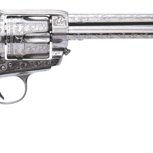 Cimarron PP415LNTRII Teddy Roosevelt Frontier 45 Colt (LC) 6 Shot 7.50" Nickel-Plated Engraved Barrel, Cylinder & Frame, White w/Laser Engraved "T.R." Grip
