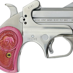 Bond Arms BAMB Mama Bear 357 Mag/38 Special 2rd 2.50" Stainless Steel Double Barrel & Frame, Auto Extractors & Rebounding Hammer, Blade Front/Fixed Rear Sights, Pink Wood Grip, Manual Safety