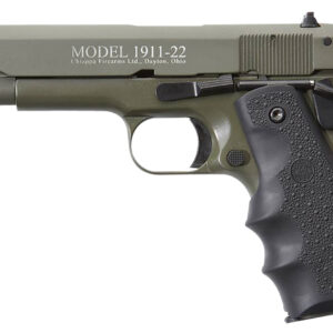 Chiappa Firearms 401121 1911-22 22 LR 10+1 5" OD Green Serrated Steel Slide & Beavertail Frame, Black Hogue Rubber w/Finger Grooves Grip