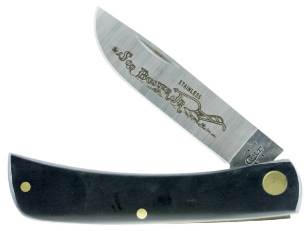 Case 00095 Sod Buster Jr. 2.80" Folding Skinner Plain Etched As-Ground Stainless Steel Blade Black Synthetic Handle
