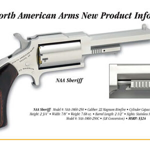 NORTH AMERICAN ARMS SHERIFF 22LR/22MAG 2.5" SS 5SH