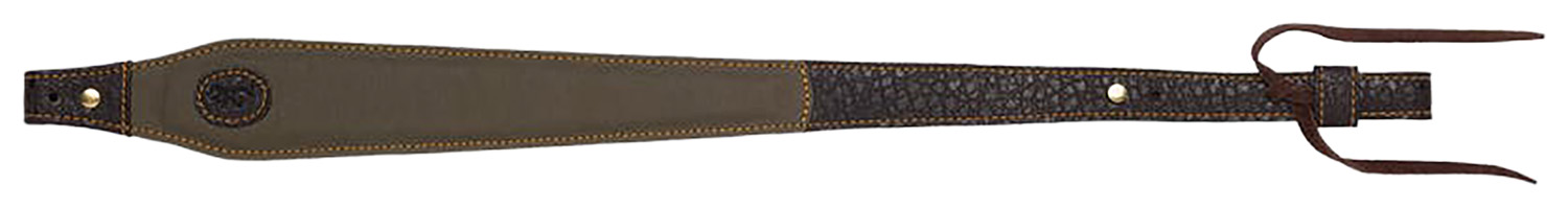 Browning 12250484 Laredo Sling made of Olive Cotton Canvas with Leather Trim 25.50"-35.50" OAL & Adjustable Design for Rifles