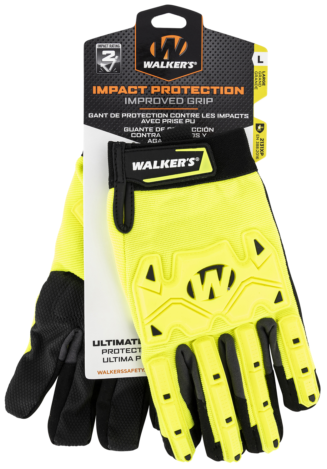 Walker's GWPSFHVFFPUIL2LG Impact Protection  Black/Yellow Synthetic Leather Large Hook & Loop Closure