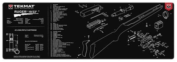 TekMat TEKR361022 Ruger 10/22 Cleaning Mat Black/White Rubber 12" x 36"