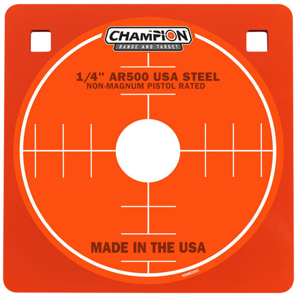 Champion Targets 44909 Center Mass  8" Pistol Gray AR500 Steel Square 0.25" Thick Hanging