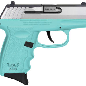 SCCY Industries CPX-3TTSB CPX-3 Sub-Compact Frame 380 ACP 10+1, 3.10" Stainless Quadlock Barrel, Serrated Stainless Steel Slide, SCCY Blue Polymer Frame w/Finger Grooves, No Safety, Right Hand