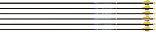 Six black arrows with yellow fletching