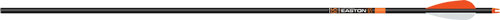 Crossbow arrow shaft with orange fletching.