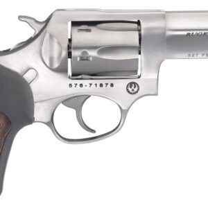 Ruger 5784 SP101  327 Federal Mag  3" Barrel 6rd Triple-Locking Cylinder, Satin Stainless Steel, Cushioned Rubber With Engraved Wood Insert Grip, Transfer Bar Safety