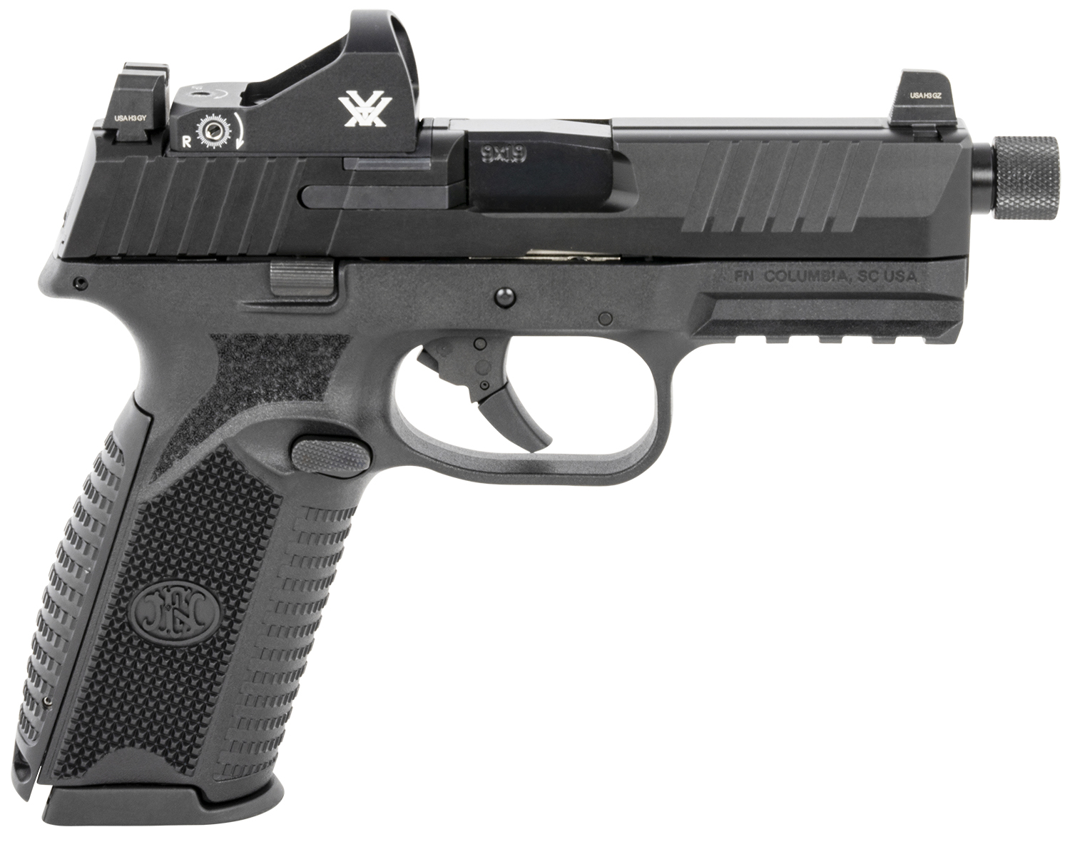 FN 66100846 509 Tactical 9mm Luger 10+1 4.50" Threaded Barrel, Matte Black Polymer Frame w/Mounting Rail, Optic Cut Matte Black Stainless Slide, No Manual Safety, Includes Viper Red Dot