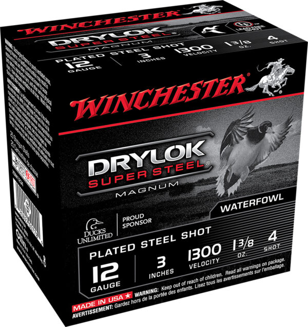 Winchester Ammo XSM1234 Drylok Super Steel Magnum 12Gauge 3" 1 3/8oz 4Shot 25 Per Box/10 Case