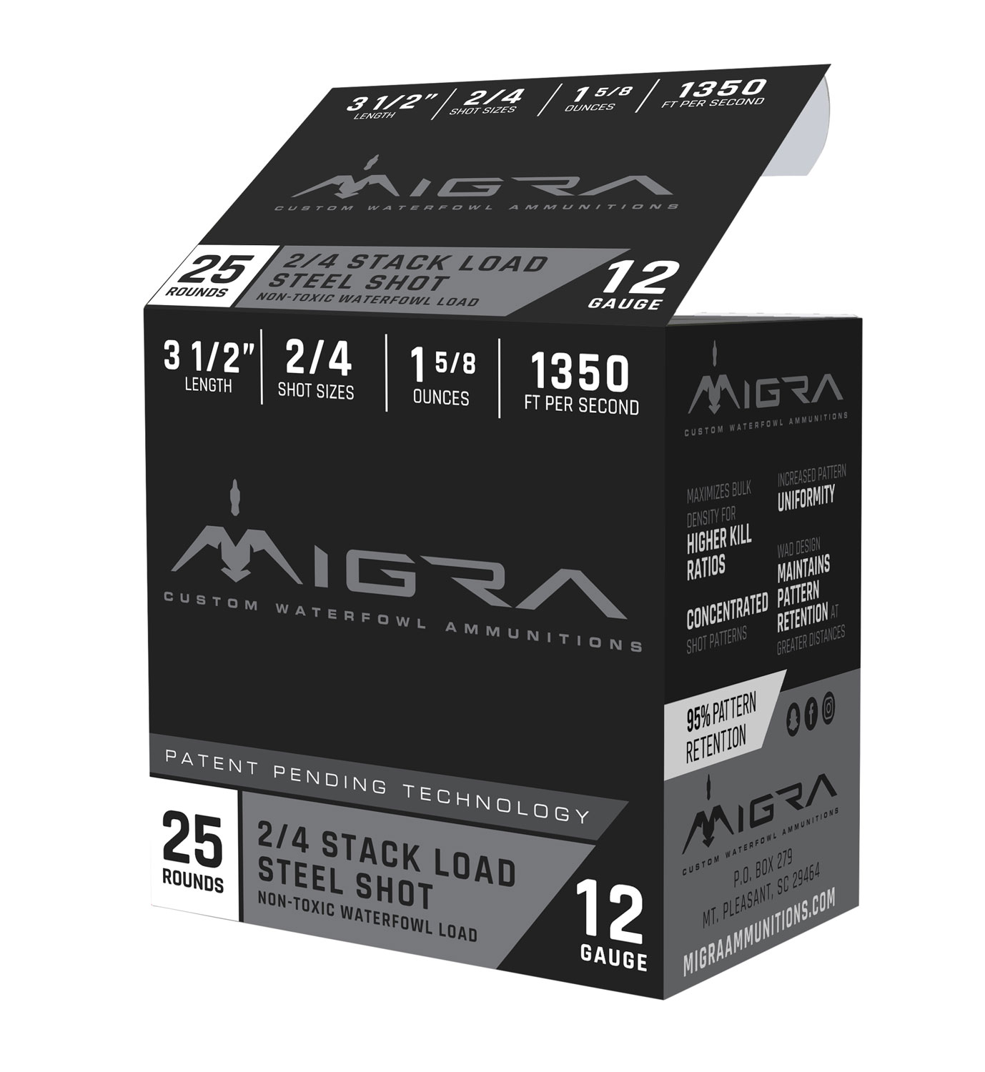 Migra Ammunitions M12LS24 Combinational  12 Gauge 3.50" 1 5/8 oz 2, 4 Shot 25 Per Box/10 Cs