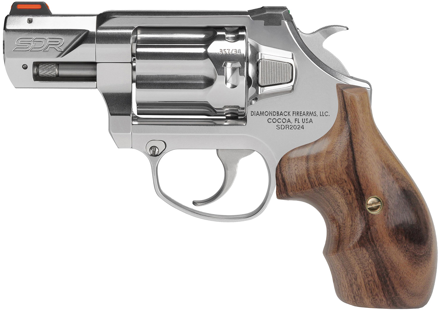 Diamondback DB075AS701 SDR  Exclusive Grip 357 Mag/38 Special +P 6 Shot Polished Stainless Steel Barrel, Stainless Steel Frame & Cylinder, Hogue Wood Grip