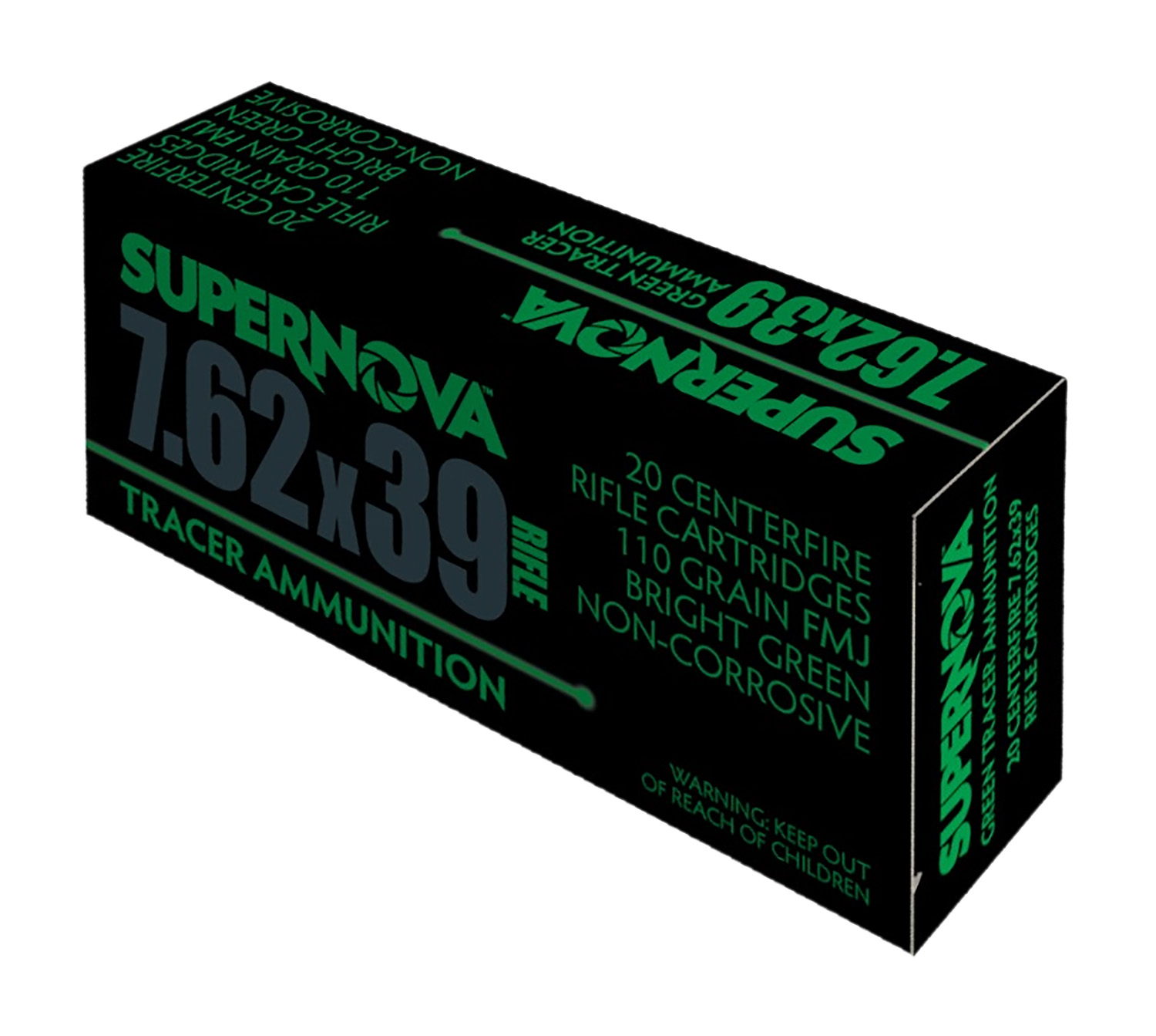 Piney Mountain Ammunition PMSN762G Green Tracer  7.62mm 110gr Full Metal Jacket 20 Per Box/50 Case