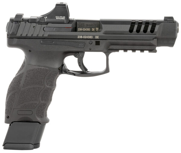 HK 81000877 VP9L SCS 9mm Luger 20+1 5" Black Polygonal Rifled Barrel, Long/Lightening Cuts/Optic Cut SCS Steel Slide, Polymer Frame w/Picatinny Rail, Black Interchangeable Backstrap Grip