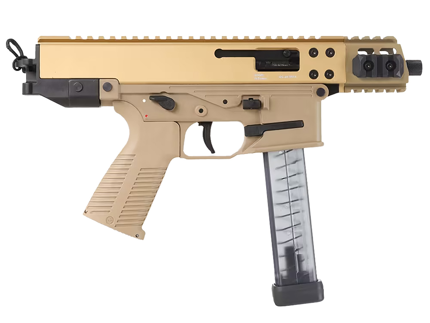 B&T Firearms BT-450008-CT GHM  9mm Luger 30+1 4.30" Black 3-Lug Threaded Barrel, Coyote Tan Cerakote Aluminum/Polymer Picatinny Rail Receiver, Polymer Grip, Ambidextrous
