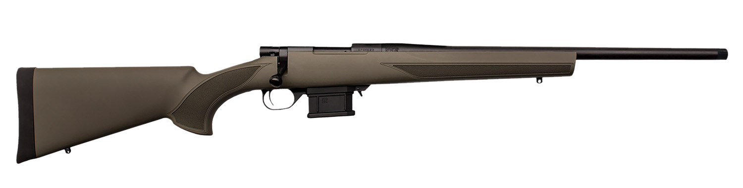 Howa HMACF65GYTH 1500 Mini Action 6.5 Grendel 20" Black Carbon Fiber Threaded Barrel, Black Drilled & Tapped Steel Receiver, Fixed HTI Green Synthetic Stock