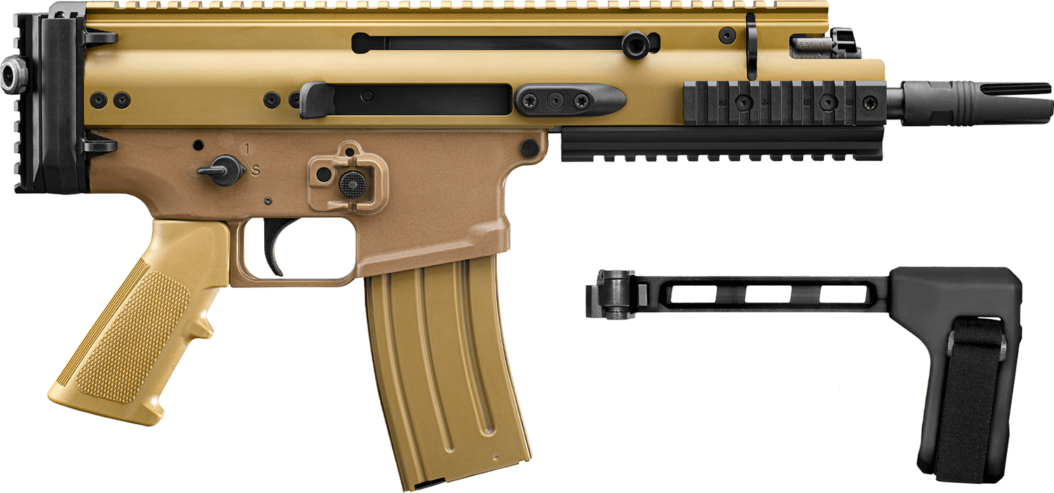 FN 38101885 SCAR 15P 5.56x45mm 10+1 7.50" Black Flat Dark Earth Picatinny Rail Aluminum Receiver SB Tactical Brace