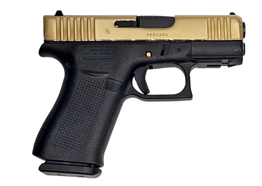 GLOCK 43X FRONT RAIL 9MM GOLD HIGH POLISH WITH ENGRAVING 10RD