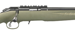 Ruger 8335 American Rimfire Sports South Exclusive Full Size 22 WMR 9+1 18" Satin Blued Threaded Barrel, Satin Blued Steel Receiver w/Scope Rail, OD Green Synthetic Adjustable Stock, Right Hand