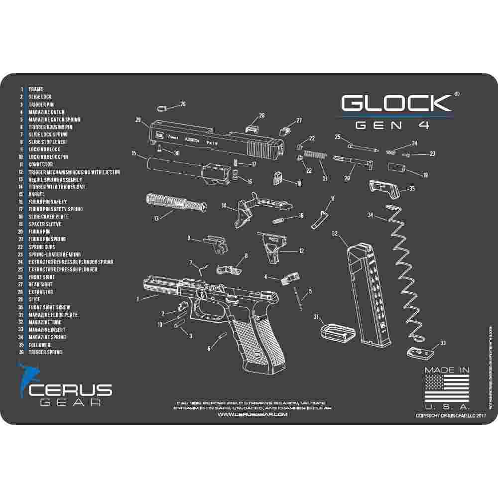 Cerus Gear 12x17 Glock G4 Schematic Promat - Gray