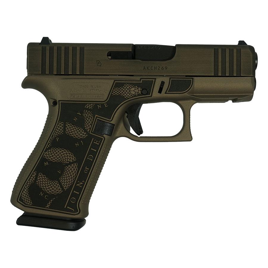 Glock 43X "Revolution" Frame Distressed Colonial Brown Handgun 9mm Luger 10rd Magazines(2) 3.4" Barrel Accessory Rail USA Made